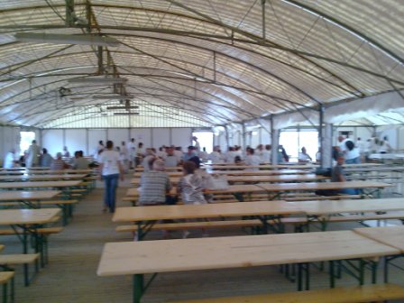 Inside the dining marquee