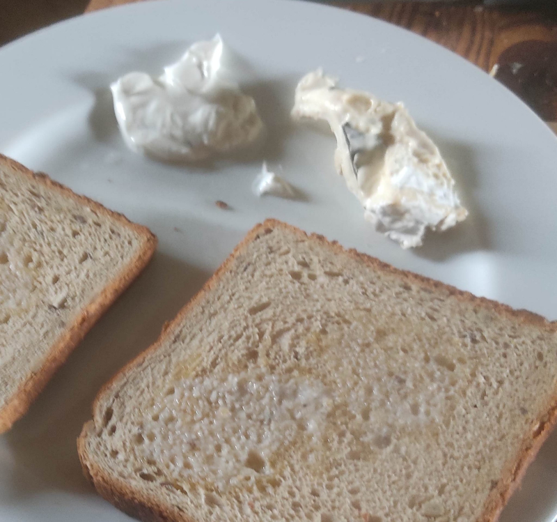 Final bits of truffled cheese with toast